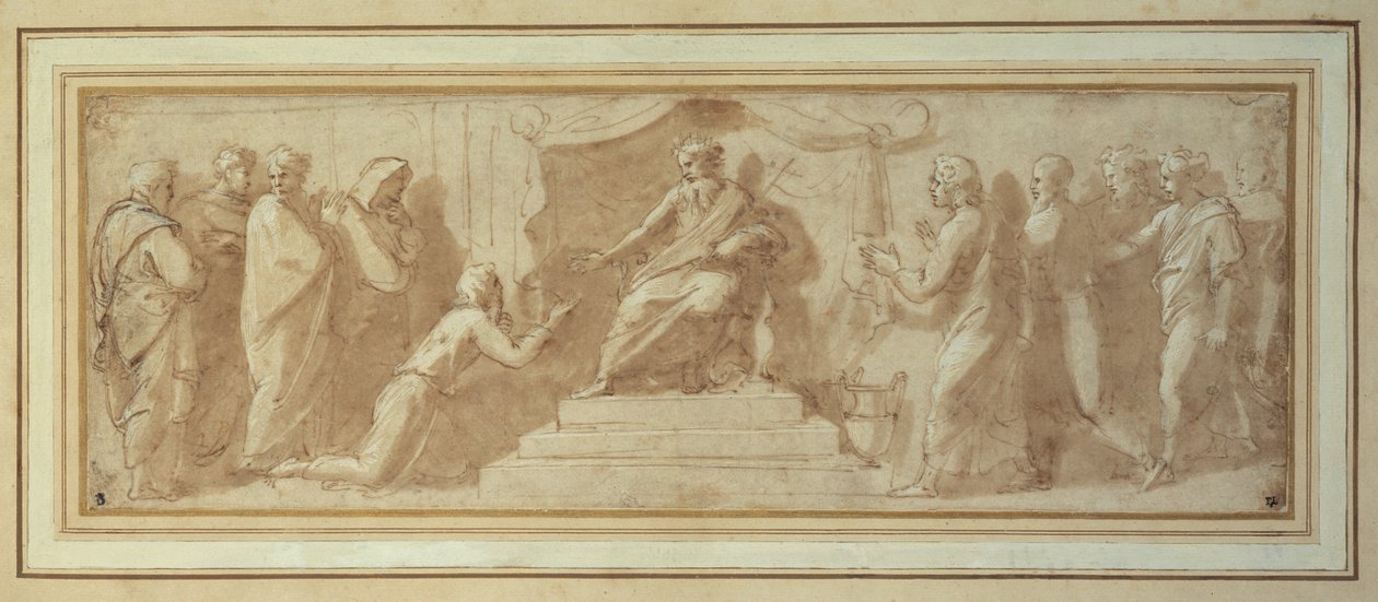 Joseph before Pharaoh (pen & ink and wash on paper) بواسطة جيوفاني فرانشيسكو (1488-1528) بيني