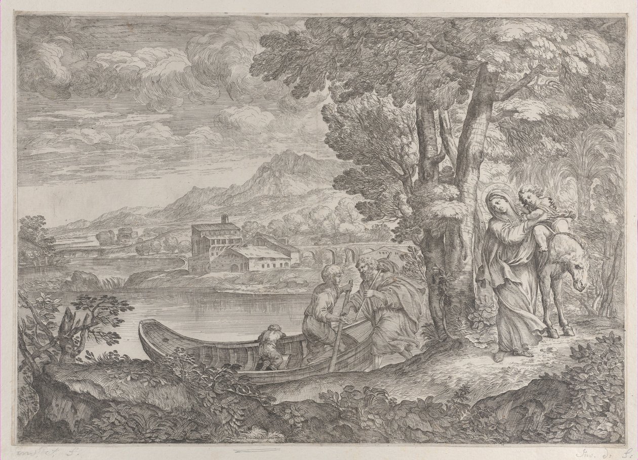 منظر طبيعي مع الرحلة إلى مصر ، 1626-80. بواسطة جيوفاني فرانشيسكو جريمالدي