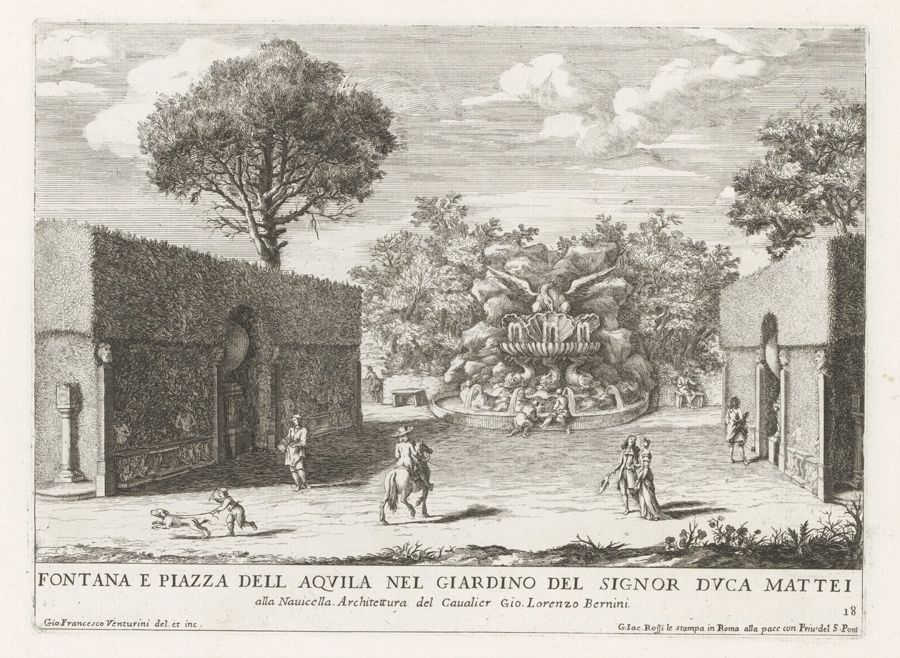 التقى Fontein مع adelaar في de tuinen van de Villa Celimontana te Rome نافورة وساحة ديل أكويلا في حديقة الدوق ماتي (...) (العنوان على الكائن) النوافير في قصور وحدائق روما (عنوان السلسلة) Fonteinen in de paleizen en tuinen van R بواسطة جيوفاني فرانشيسكو فينتوريني