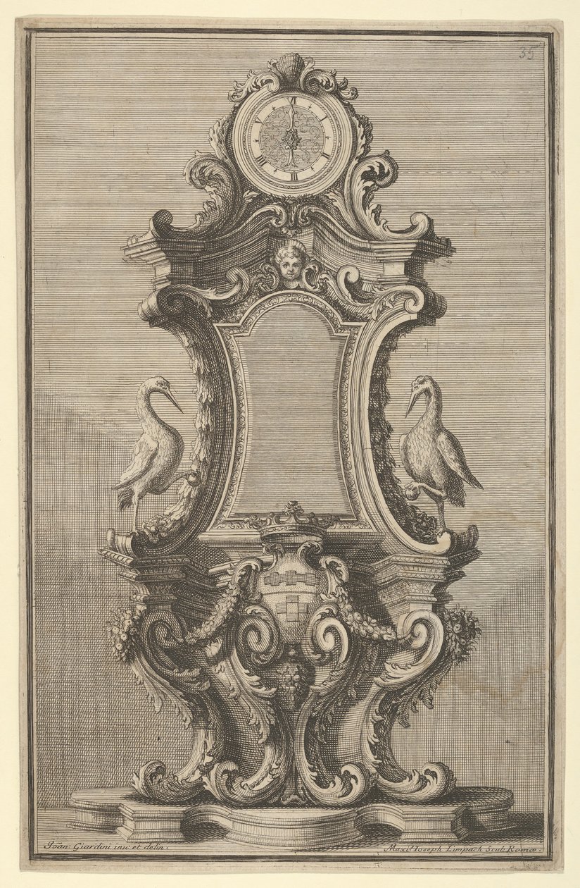 تصميم للساعة ، من Disegni Diversi ، 1714 أو 1750. بواسطة جيوفاني جيارديني