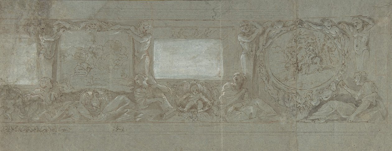 تصميم لتزيين الجدران مع تضحية إبراهيم والرحلة إلى مصر ، كاليفورنيا. 1600-1647. بواسطة جيوفاني لانفرانكو