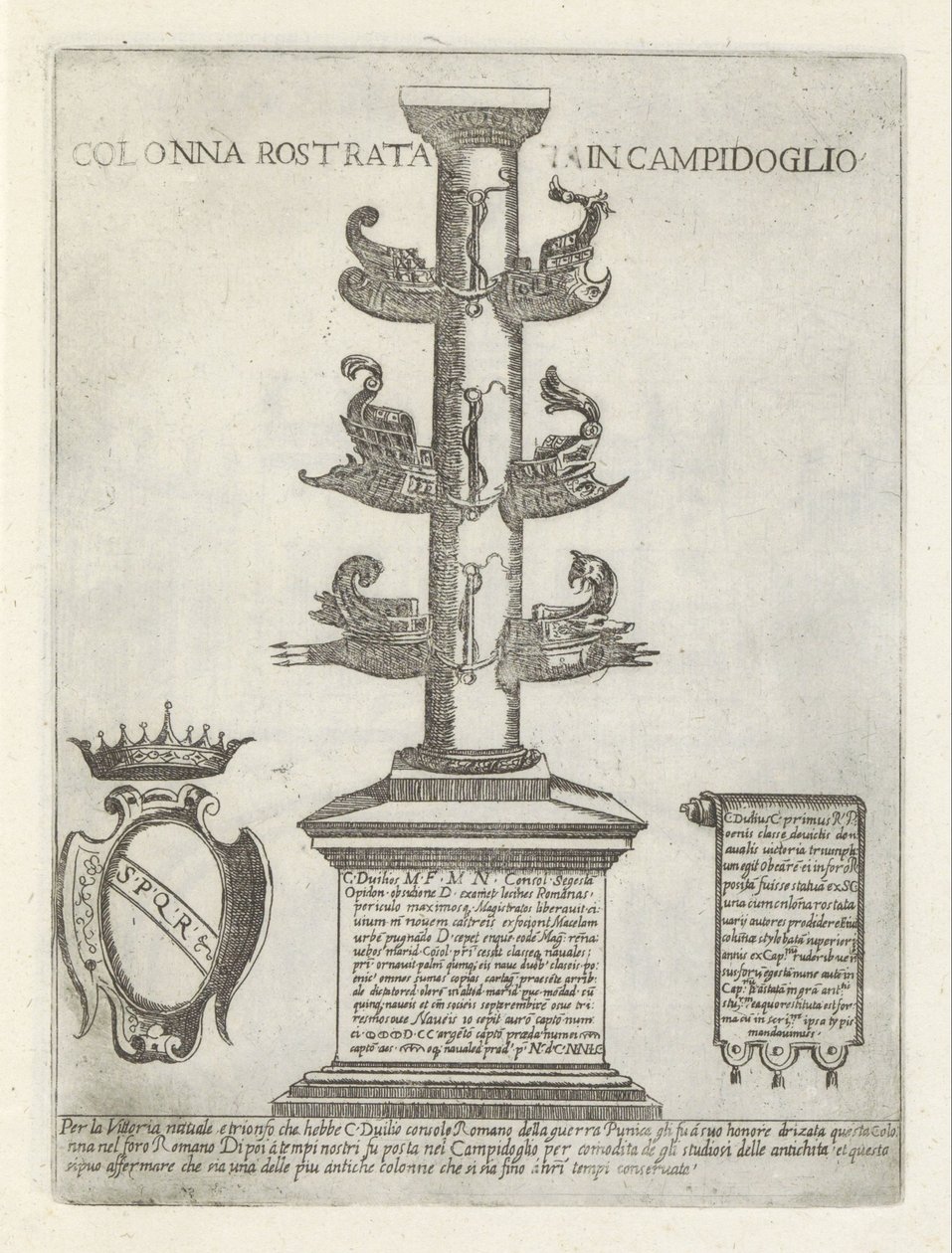 العمود المنقاري عمود المنصة في مبنى الكابيتول (العنوان على الكائن) Moderne en Antieke monuments en bouwwerken in Rome (عنوان السلسلة) زخارف المباني القديمة والحديثة في مدينة ألما في روما (عنوان السلسلة) بواسطة جيوفاني ماجي