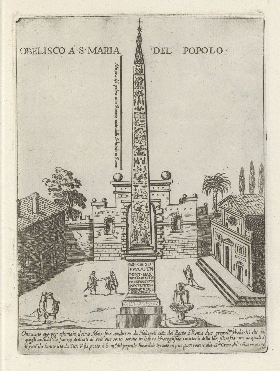 المسلة المصرية لرمسيس الثاني في ساحة ديل بوبولو في روما Obelisco a S. Maria del Popolo (العنوان على الكائن) الآثار والمباني الحديثة والقديمة في روما (عنوان السلسلة) Ornamenti di fabriche antichi et moderni dell 