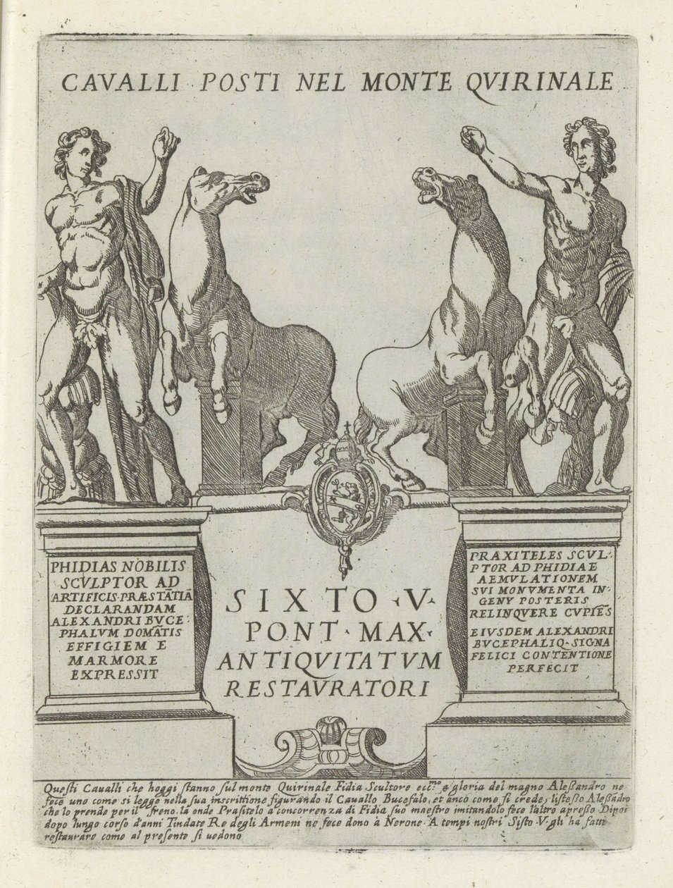 Dioscuren op de Quirinaal الخيول الموضوعة على جبل Quirinale (العنوان على الجسم) Moderne en Antieke monuments en bouwwerken in Rome (عنوان السلسلة) زخارف المباني القديمة والحديثة في مدينة ألما في روما (عنوان السلسلة) بواسطة جيوفاني ماجي