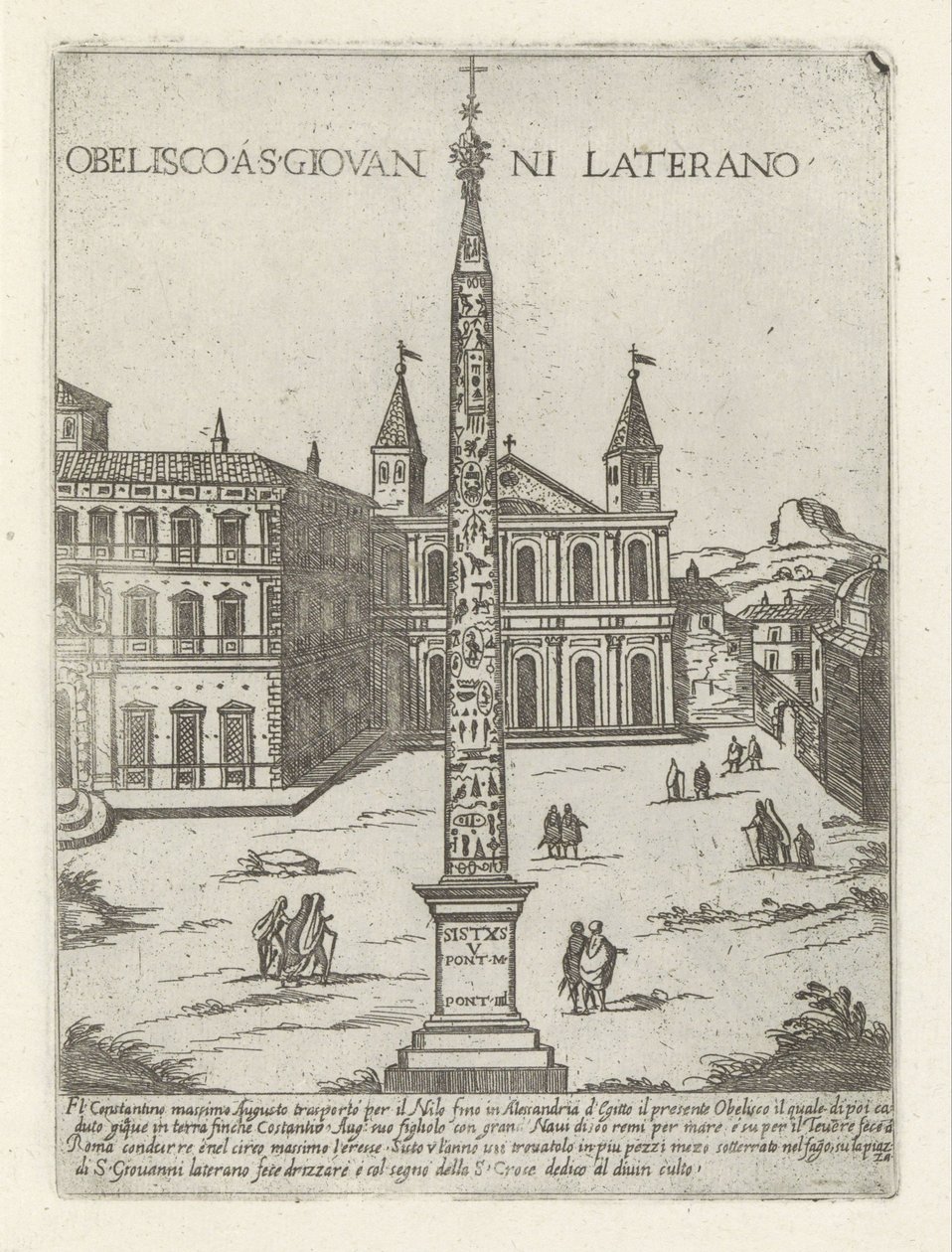 مسلة لاتران خلف القديس يوحنا لاتيران في روما Obelisco a S. Giovanni Laterano (العنوان على الكائن) الآثار والمباني الحديثة والقديمة في روما (عنوان السلسلة) Ornamenti di fabriche antichi et moderni dell 