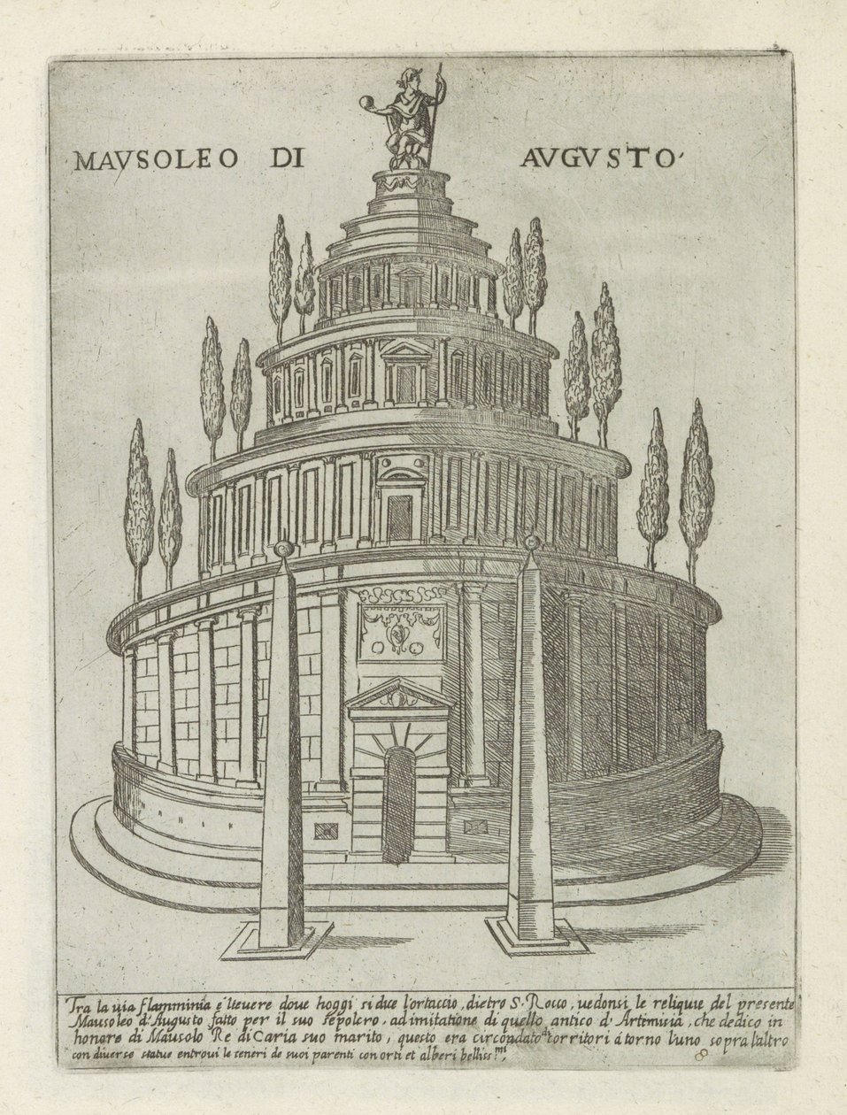 ضريح أوغسطس في روما Mausoleo di Augusto (العنوان على الكائن) الآثار والمباني الحديثة والقديمة في روما (عنوان السلسلة) Ornamenti di fabriche antichi et moderni dell