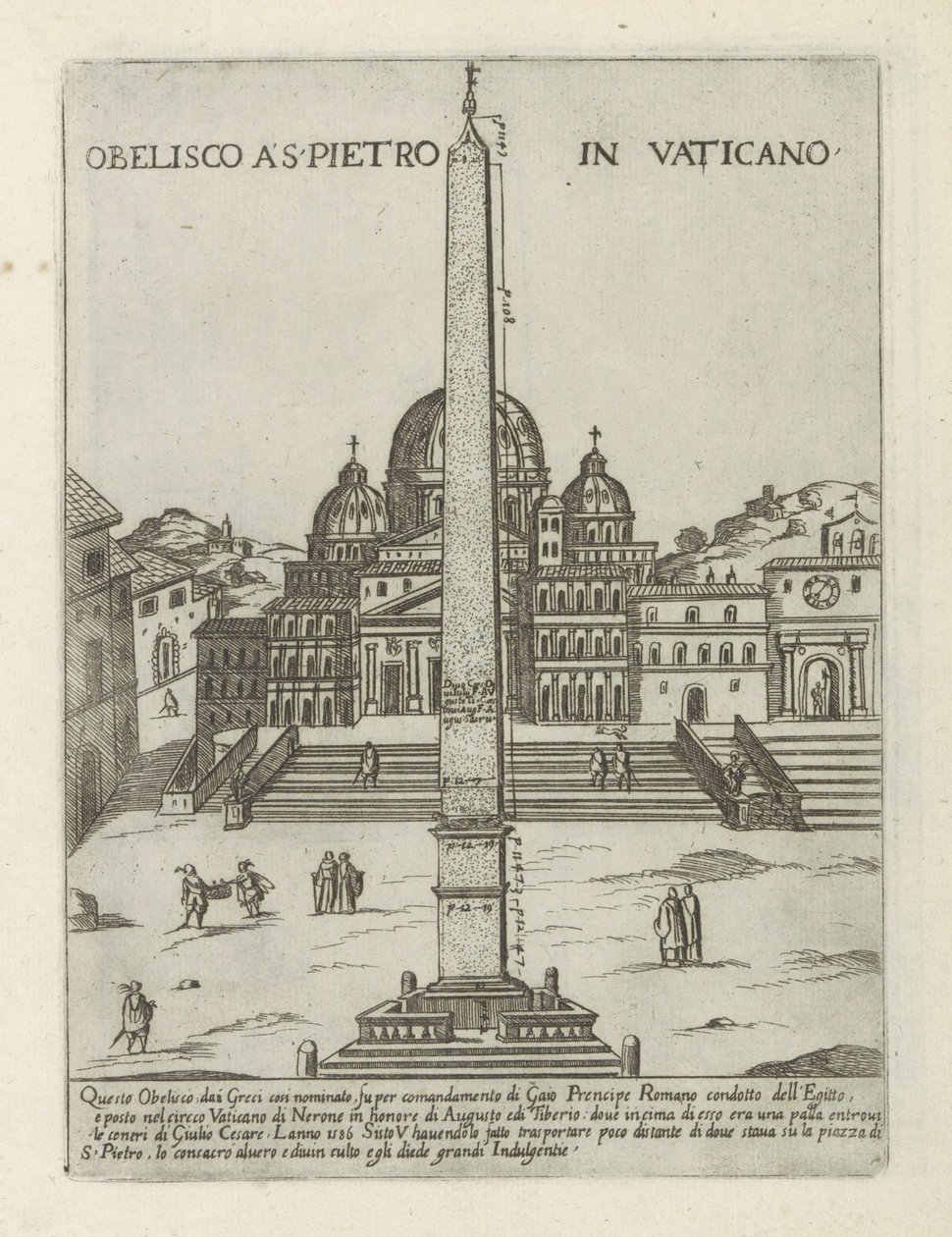 مسلة الفاتيكان Obelisco a S. Pietro in Vaticano (العنوان على الكائن) الآثار والمنشآت الحديثة والقديمة في روما (عنوان السلسلة) Ornamenti di fabriche antichi et moderni dell