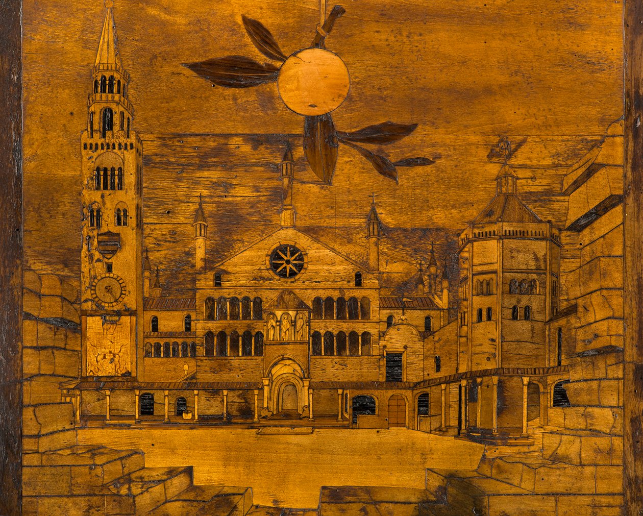 كورال Lignaean الكنسي ، مرصع بواسطة Giovanni Maria Platina 1484 ، Upper Stall ، Piazza del Duomo في كريمونا بواسطة جيوفاني ماريا بلاتينا