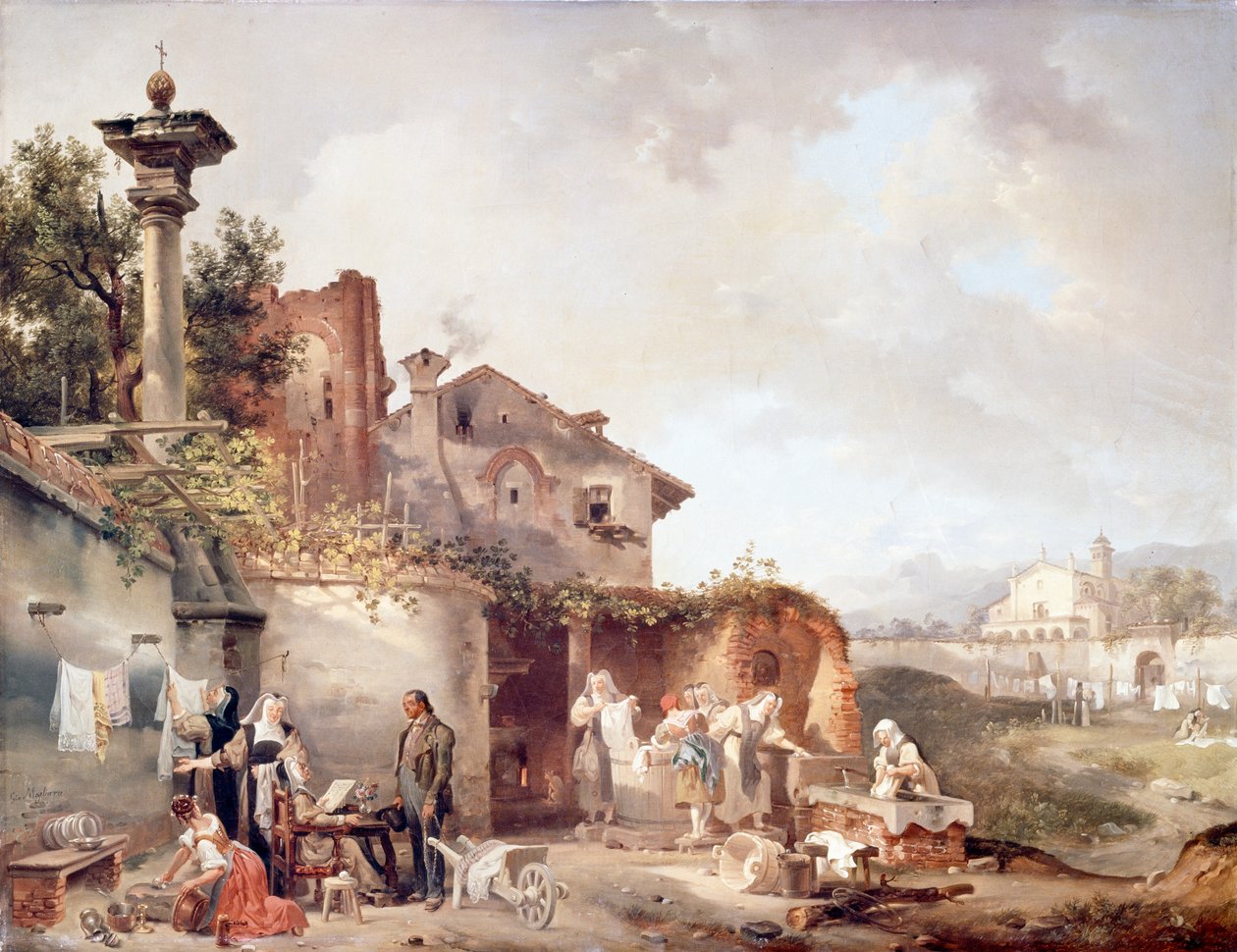 غرفة الغسيل في دير الراهبات ، بقلم جيوفاني ميليارا (1785-1837) ، زيت على قماش ، 72 × 55.5 سم بواسطة جيوفاني ميجليارا