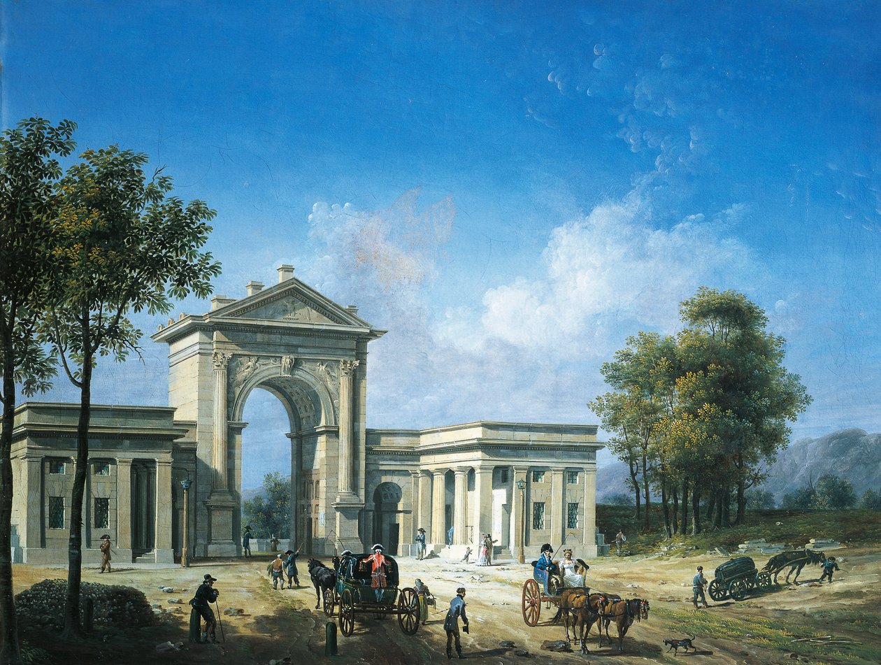 View of Porta Nuova in Milan, by Giovanni Migliara بواسطة جيوفاني ميجليارا