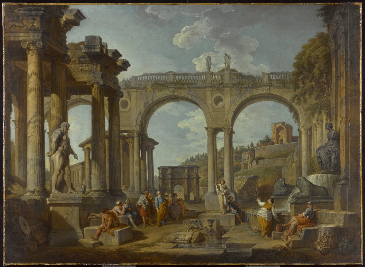 Capriccio من الآثار الرومانية مع قوس قسطنطين ، ج 1755 بواسطة جيوفاني باولو بانيني
