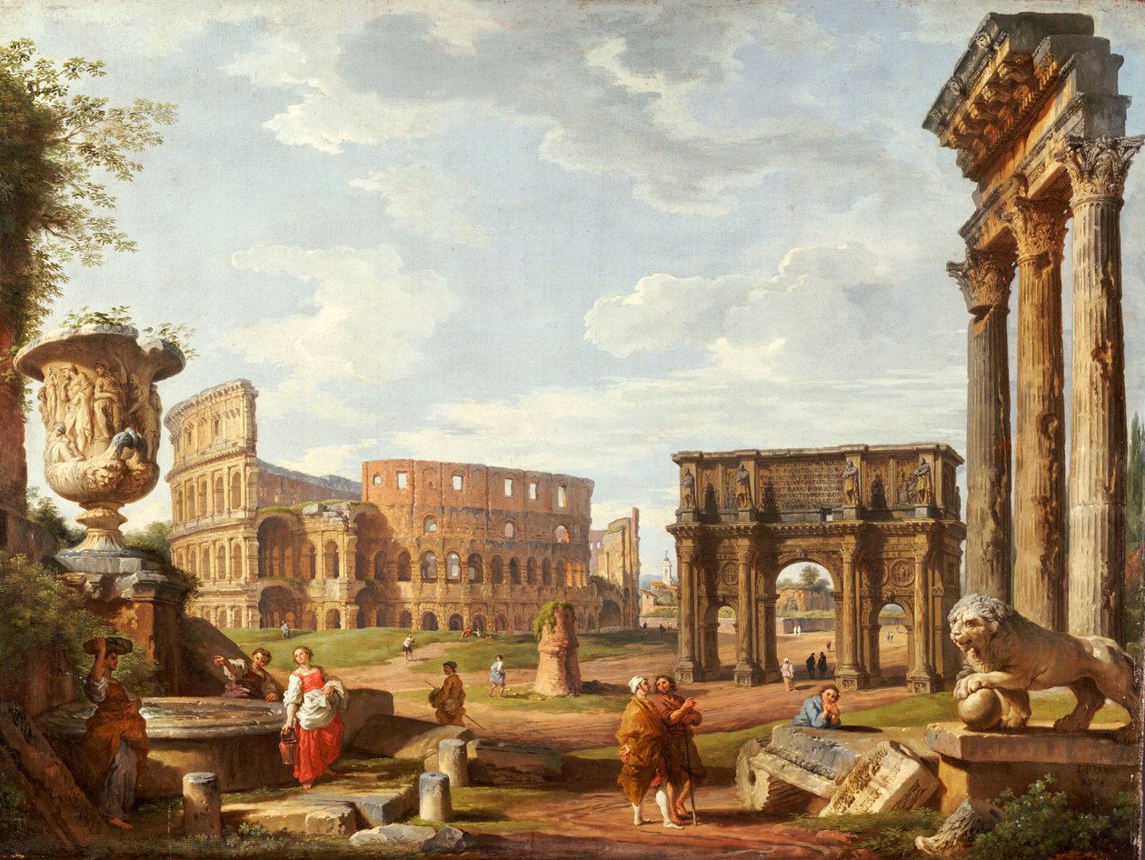 منظر Capriccio لروما ، 1743 بواسطة جيوفاني باولو بانيني