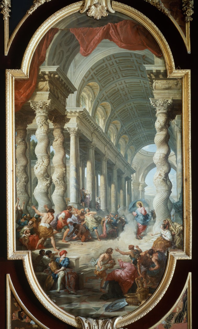 رجم يسوع في المعبد ، بقلم جيوفاني باولو بانيني (1691-1765) ، لوحة ، قصر لا جرانجا ، سيغوفيا ، إسبانيا. بواسطة جيوفاني باولو بانيني