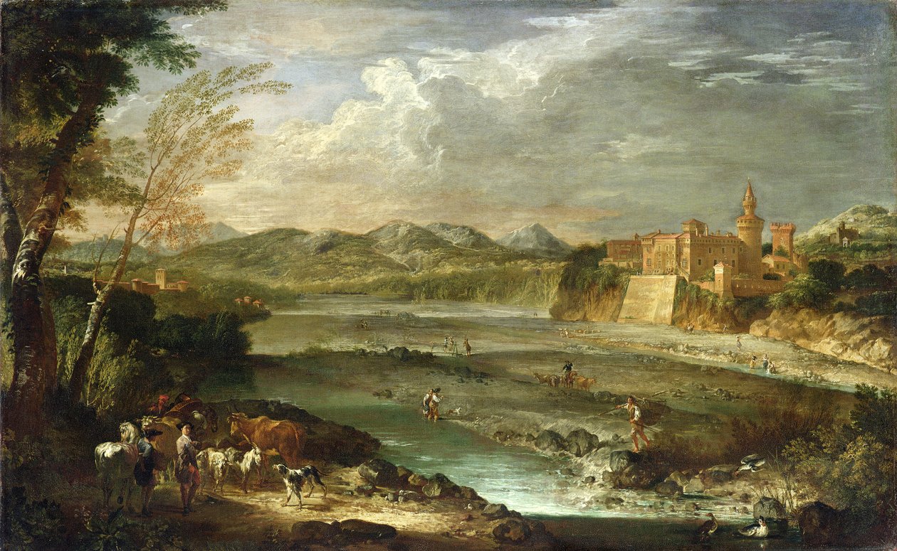 وادي طربية مع قلعة ريفالتا ، ج. 1720 بواسطة جيوفاني باولو بانيني