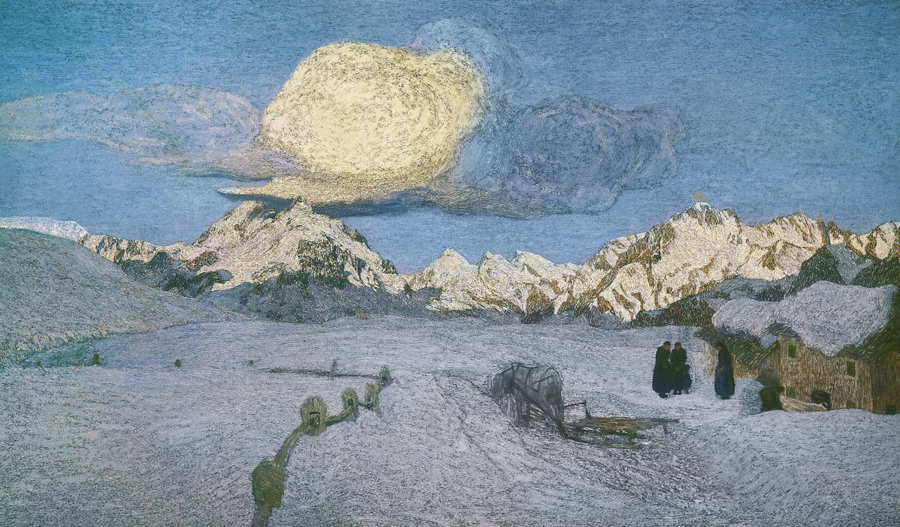 لوحة ثلاثية لجبال الألب ، الموت ، حوالي 1898 ، بقلم جيوفاني سيجانتيني (1858-1899) ، زيت على قماش بواسطة جيوفاني سيجانتيني
