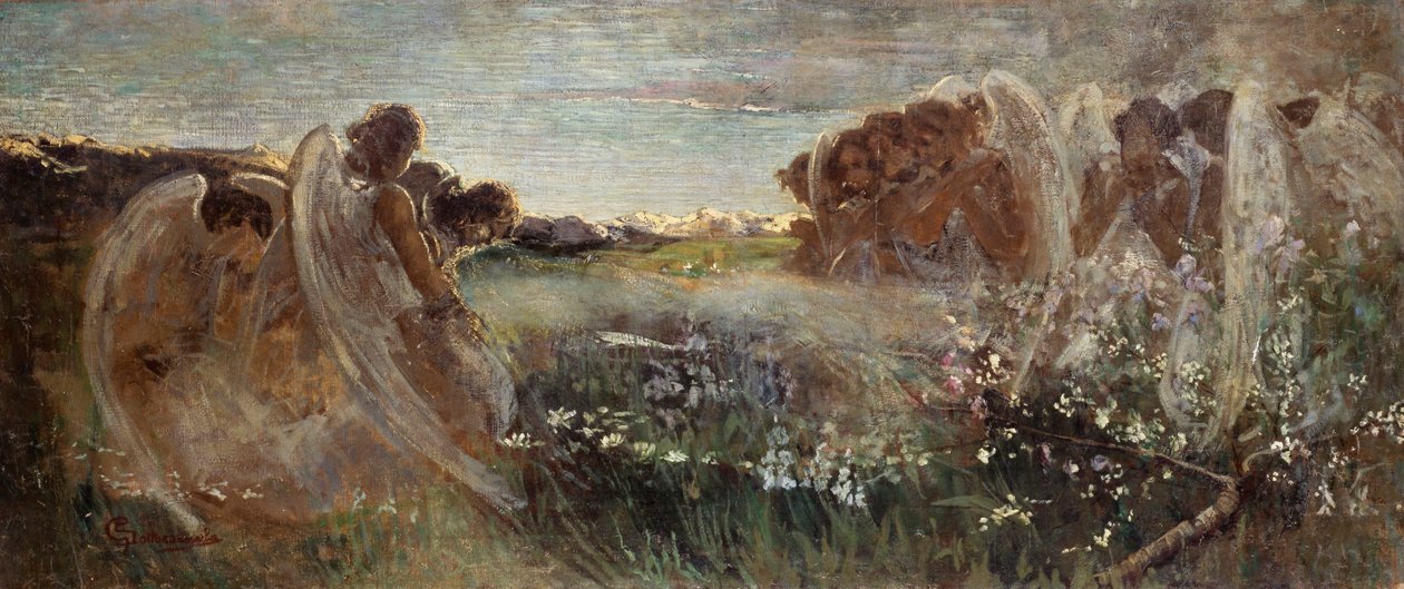 صلاة الملائكة جيوفاني سوتوكورنولا (1855-1917) زيت على قماش ، 54x128.5 سم بواسطة جيوفاني سوتوكورنولا