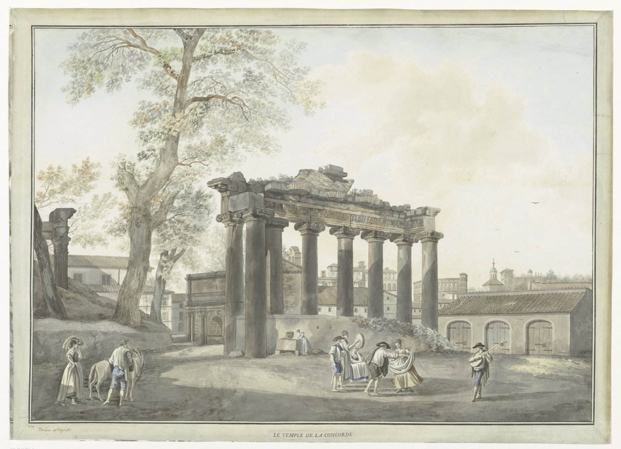 منظر لمعبد زحل في روما Le Temple de la Concorde (العنوان على الكائن) مناظر لروما والمناطق المحيطة بها (عنوان المسلسل) بواسطة جيوفاني فولباتو