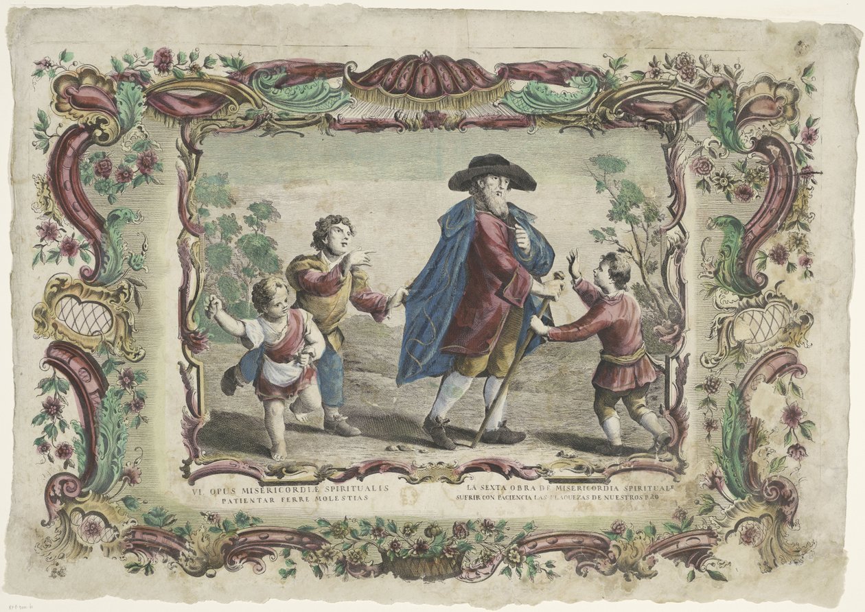 تحمل الظلم بصبر السادس. opus misericordiae corporalis / La sexta obra de misericordie الروحانية (العنوان على الكائن) الأعمال الروحية للرحمة (عنوان السلسلة) بواسطة جيوفاني فولباتو
