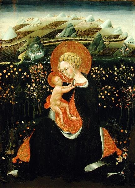 مادونا من التواضع ، c.1450-60 (درجة الحرارة على اللوحة) بواسطة جيوفاني دي باولو دي غراتسيا