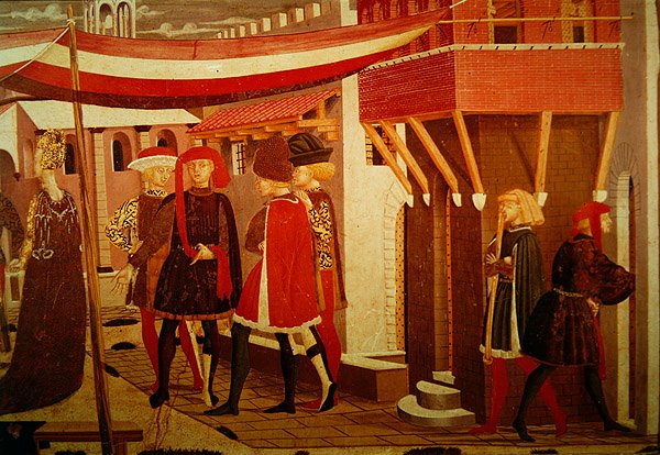 أمامي من Adimari Cassone ، تفاصيل اللوحة اليمنى ، حوالي 1450 (تمبرا على اللوحة) (تفاصيل 166335 ، انظر أيضًا 80304) بواسطة جيوفاني دي سير جيوفاني شيجيا