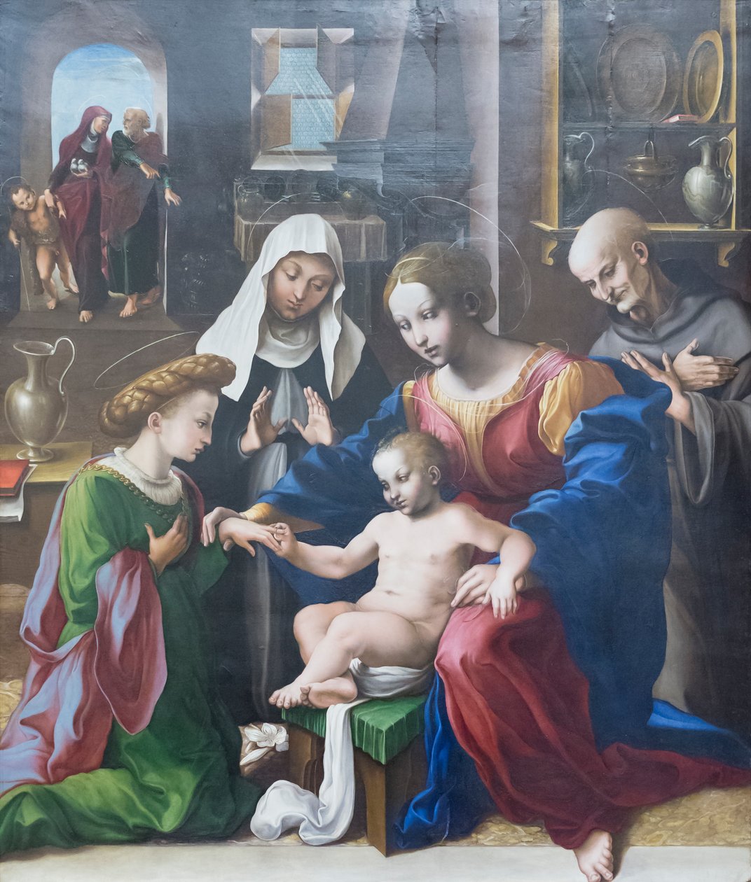 الزواج الصوفي للقديسة كاثرين من الإسكندرية والقديسة كاترين وبرناردينو من سيينا بواسطة Girolamo Genga