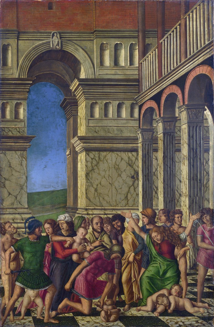 موسيتو ، جيرولامو (1458-1531) مذبحة الأبرياء بالزيت على قماش كاليفورنيا 1510-1520 المتحف الوطني ، لندن 67،9x44،5 بواسطة جيرولامو موسيتو