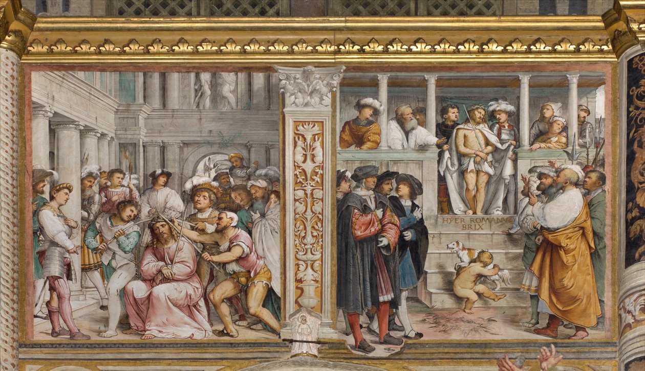 وسط Aave ، والجنوب الرابع ، تتويج الأشواك ، Ecce Homo ، جيرولامو رومانينو بواسطة جيرولامو رومينو