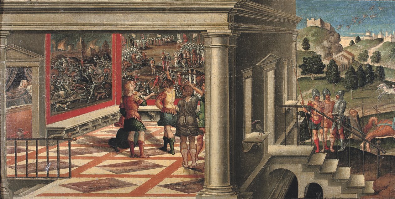 مشاهد من أورلاندو فوريوسو (زيت على قماش موضوع على لوح) بواسطة Girolamo da Santacroce