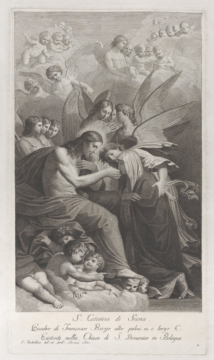 المسيح يعطي القربان المقدس للقديسة كاثرين من سيينا الراكعة ... ، 1750-1812. بواسطة جوليانو تراباليسي