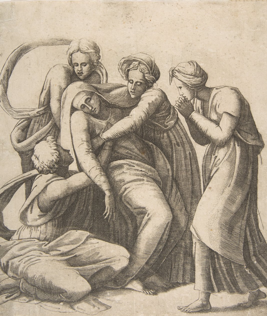 إغماء العذراء وتسندها بين ذراعي القديسات ، 1531-1576. بواسطة جوليو بوناسون