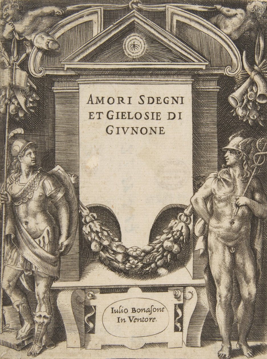 لوحة العنوان لسلسلة "Loves ، Rages and Jealousies of Juno" ، 1531-1576. بواسطة جوليو بوناسون