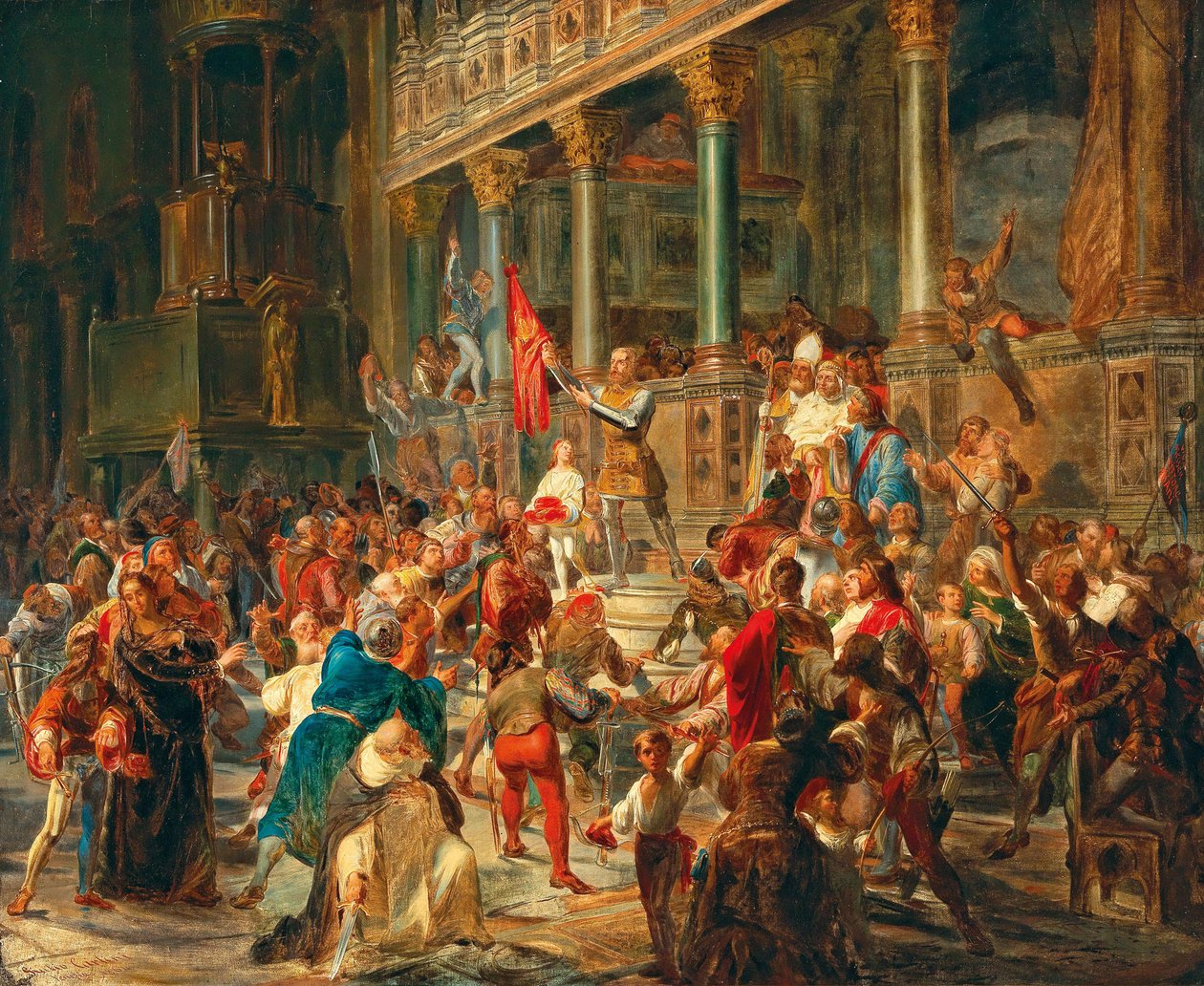 حشد الجنود Viva Messer Vittore Pisani! ، 1864. بواسطة جوليو كارليني