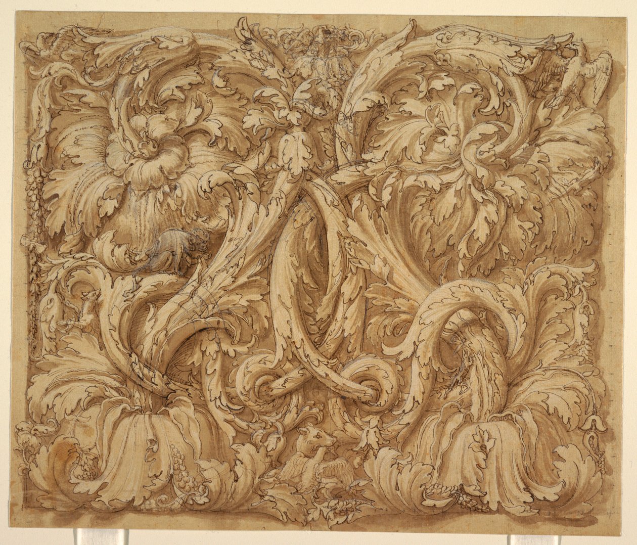 تصميم ل Acanthus Rinceaux مع الحيوانات والطيور بواسطة جوليو رومانو