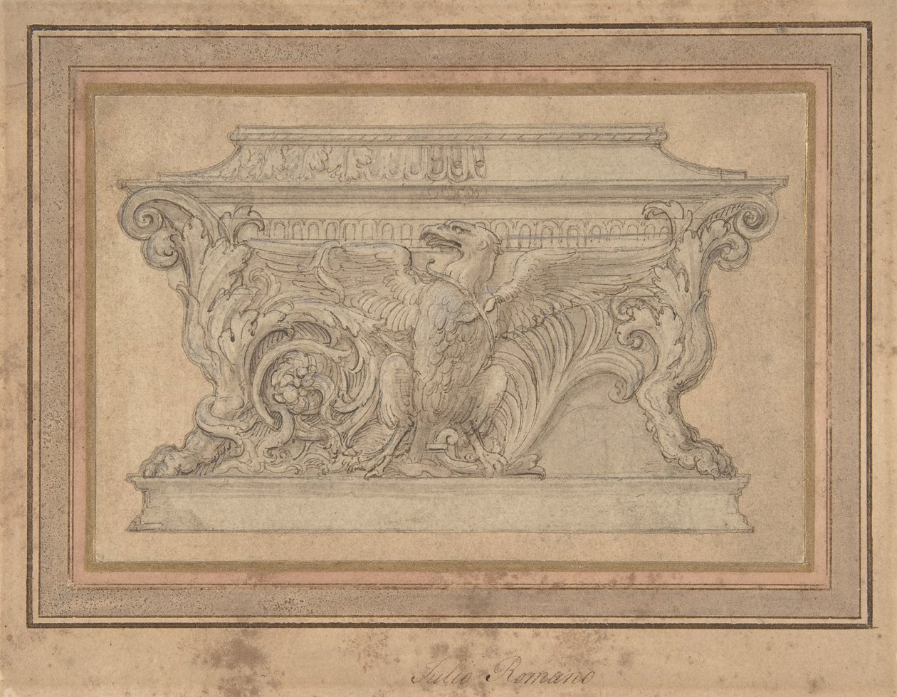 تصميم النعش مع Gonzaga Eagle ، كاليفورنيا. 1527-46. بواسطة جوليو رومانو