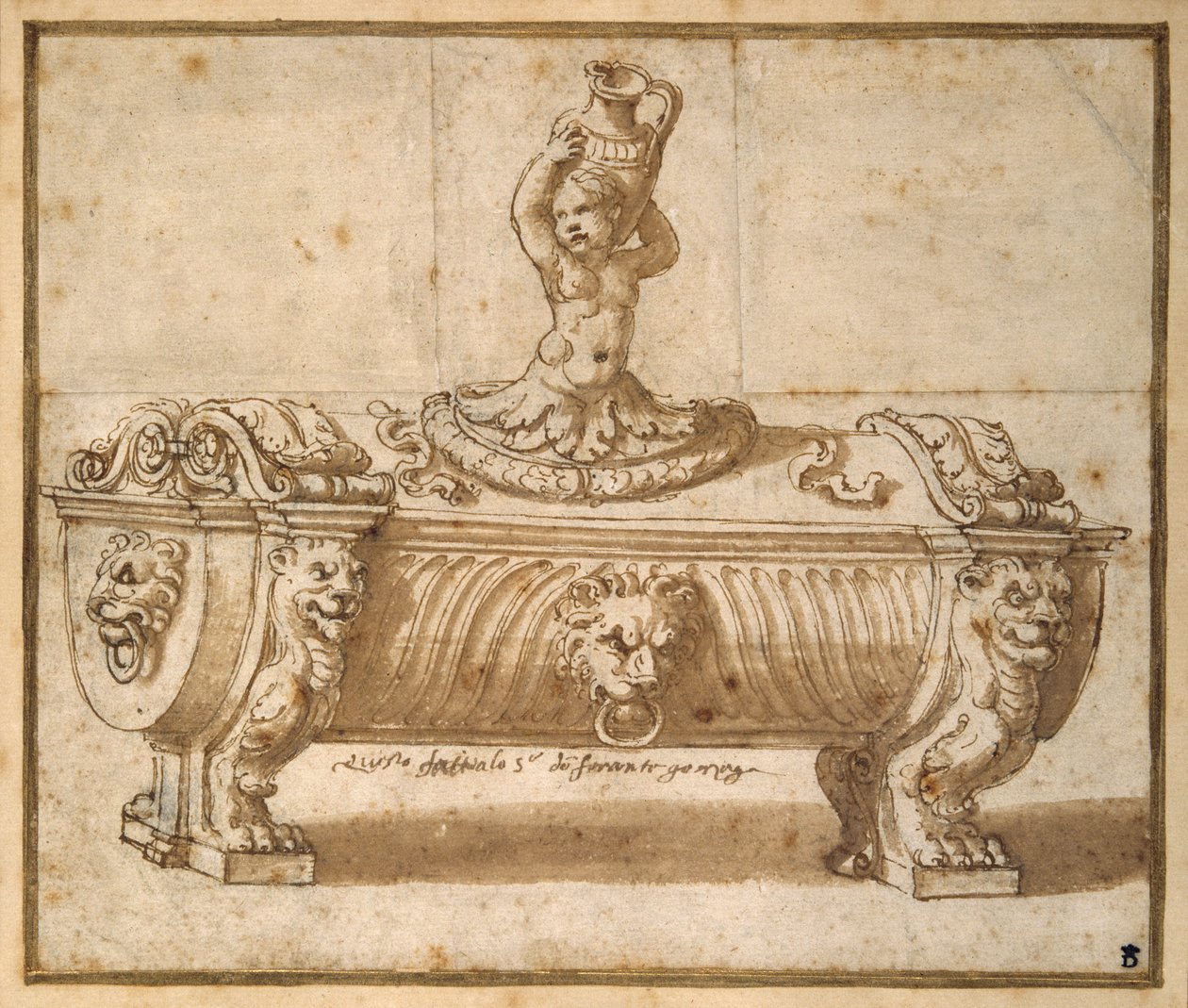 Design for a sweetmeat box (pen & brown ink with wash on paper) بواسطة جوليو رومانو