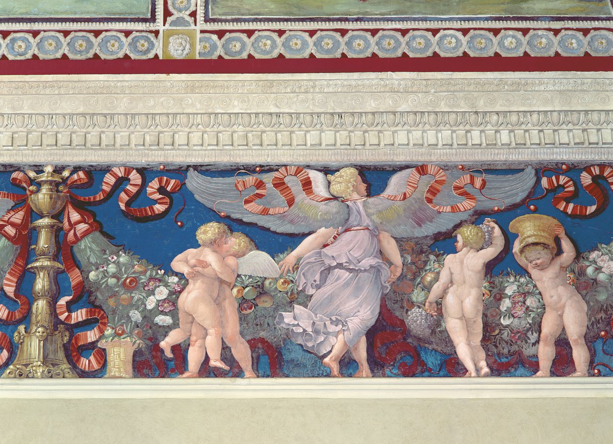 إفريز من الكاميرا con Fregio di Amorini Chamber of the Cupid Frieze تفاصيل من كيوبيد المصارعة ، فريسكو 1520s بواسطة جوليو رومانو
