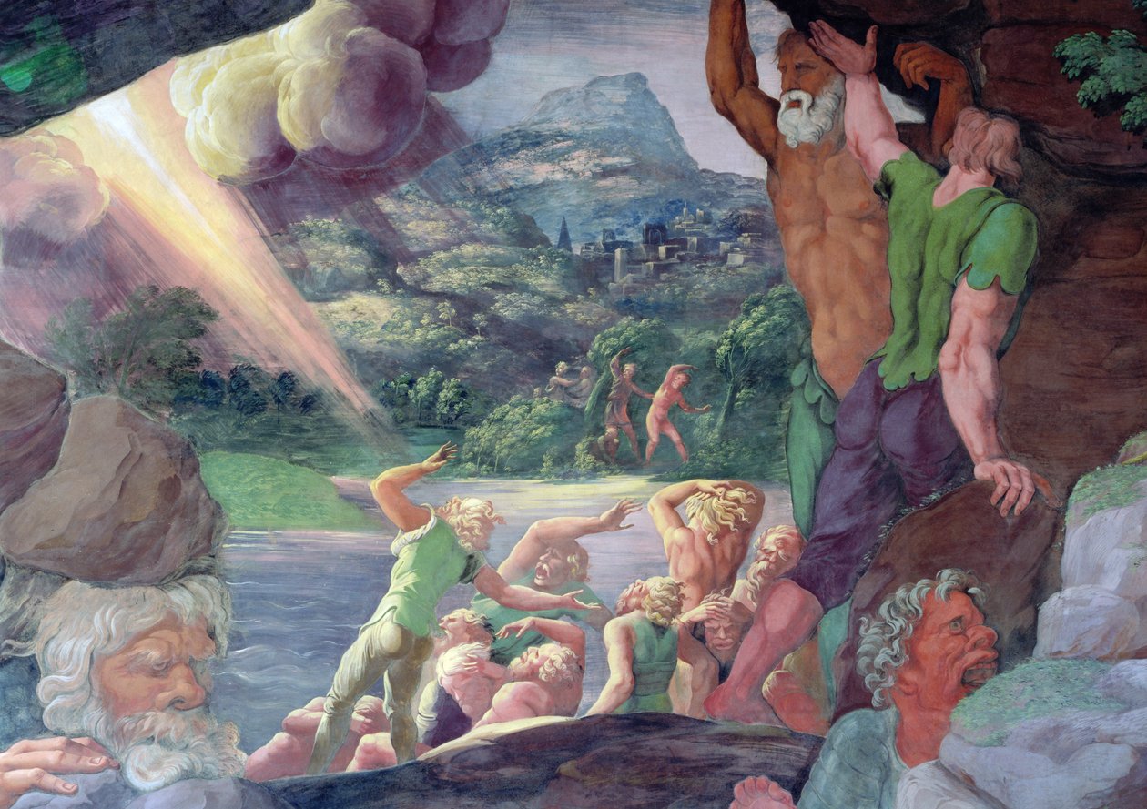 Sala dei Giganti ، تفاصيل تدمير العمالقة بواسطة صواعق المشتري ، 1536 لوحة جدارية تفاصيل 78482 بواسطة جوليو رومانو