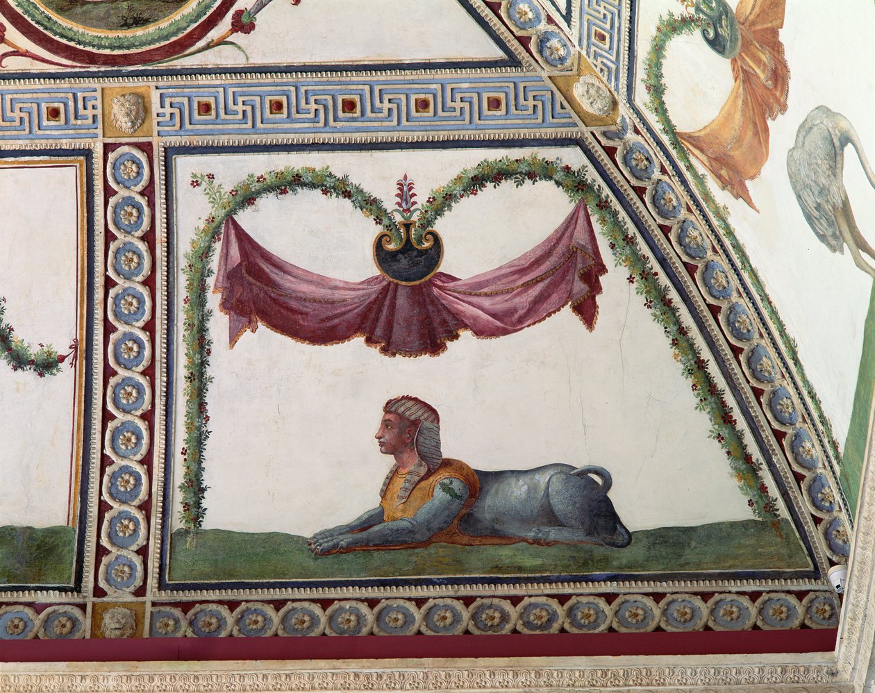 The camera con Fregio di Amorini Chamber of the Cupid Frieze Details of a sphinx، 1520s fresco بواسطة جوليو رومانو