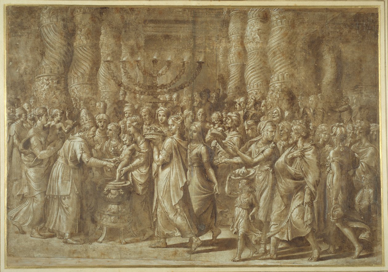 The Circumcision (pen & brown ink with brown wash and heightening) بواسطة جوليو رومانو