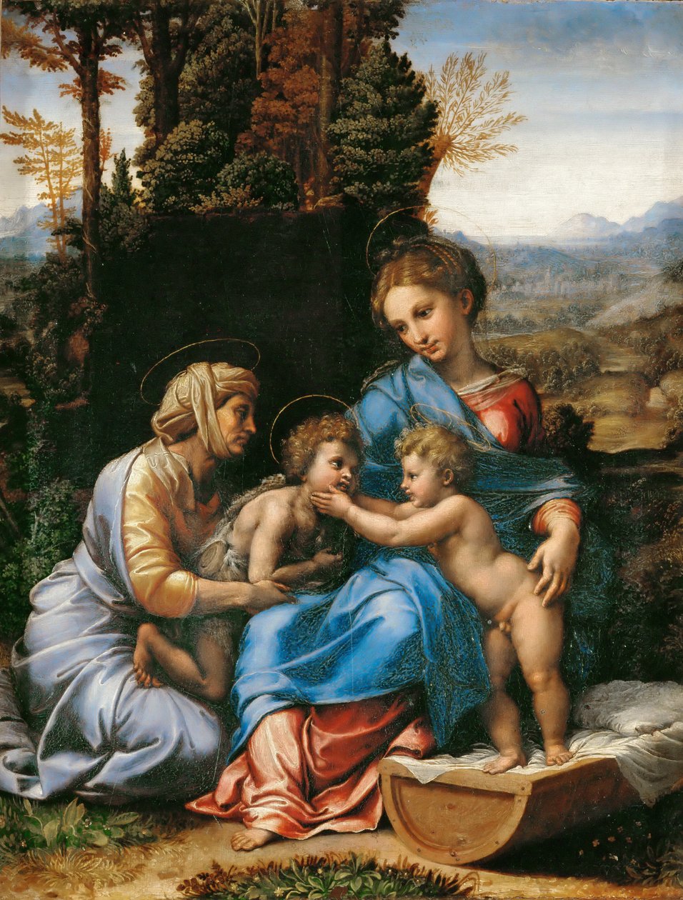 العائلة المقدسة مع يوحنا المعمدان كصبي والقديس إليزابيث La Petite Sainte Famille بواسطة جوليو رومانو