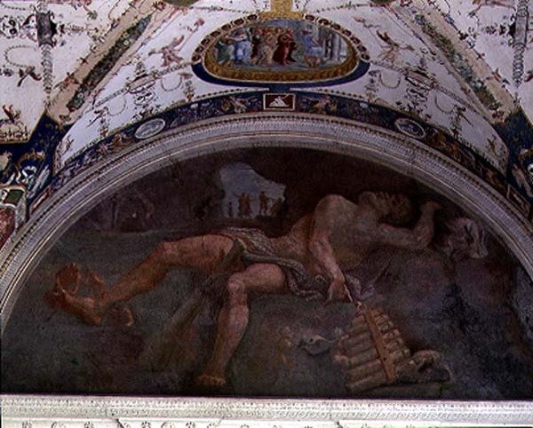 لوجيا ، تفاصيل عن نظارة في قبو تصور Pan و satyrs بواسطة جوليو رومانو