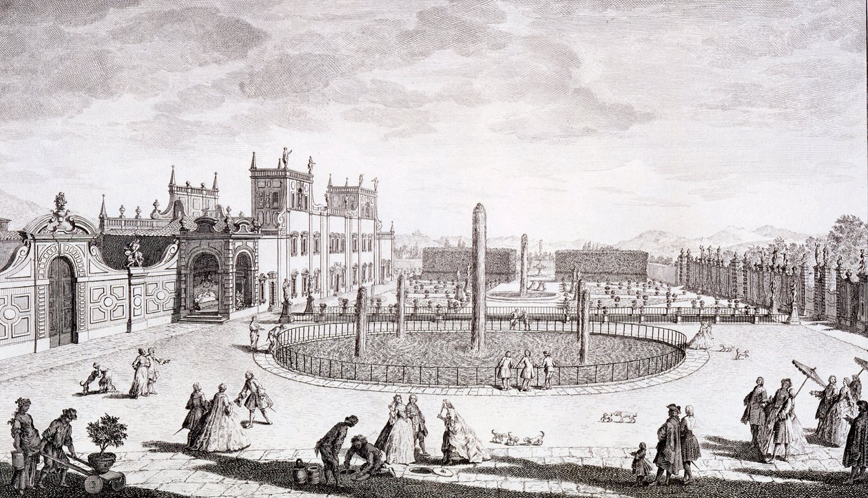 منظر لفيلا دي سيستو ، من "مناظر توسكانا" لجوسيبي بوشار ، نشر 1744-57 بواسطة جوزيبي زوتشي