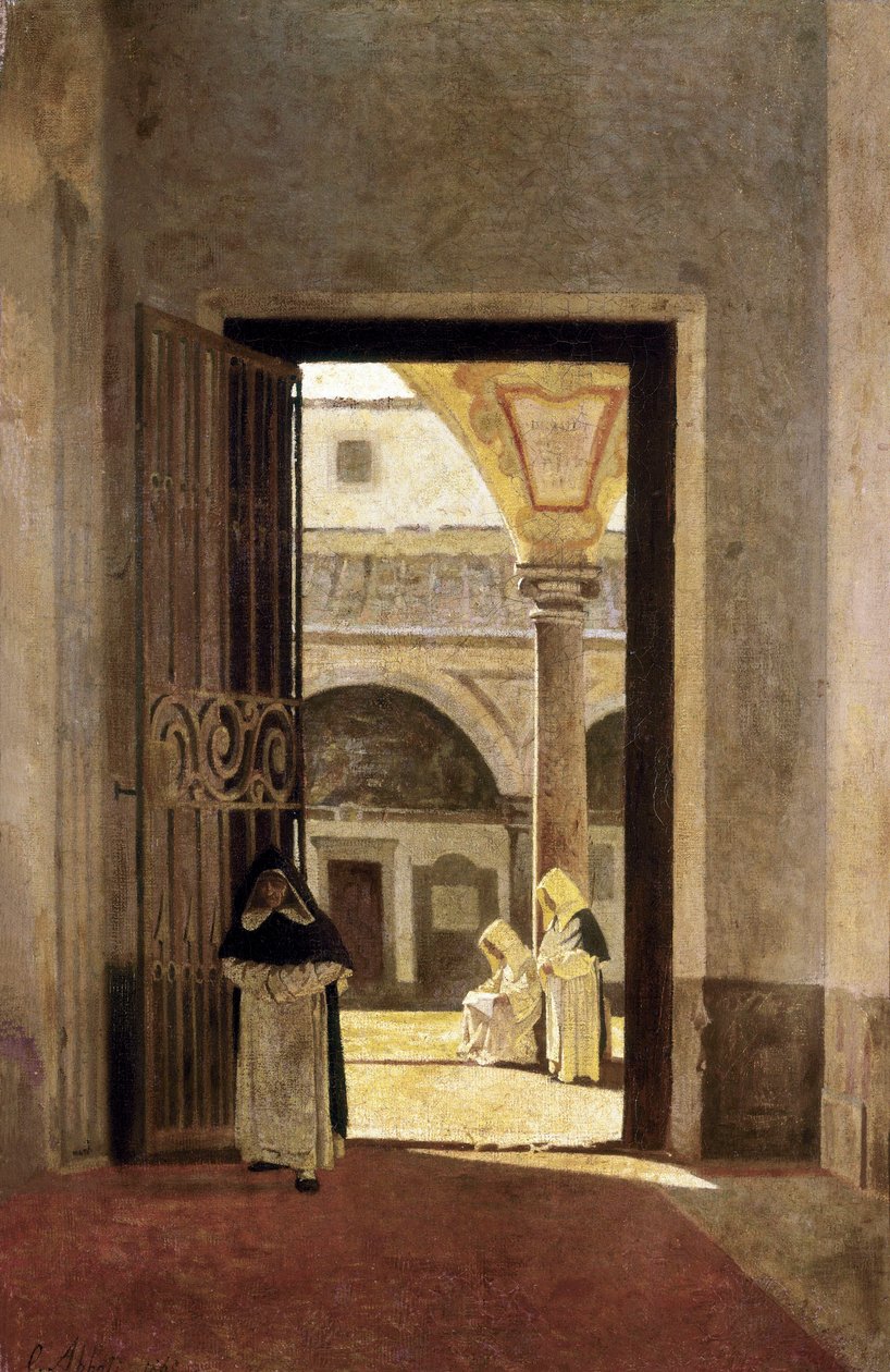 قاعة مدخل دير دومينيكان. لوحة جوزيبي أباتي (1836-1868). زيت على خشب. متحف قادس. بواسطة جوزيبي أباتي