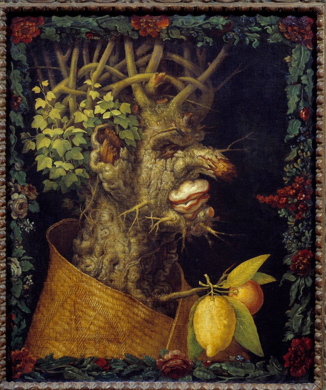قصة الشتاء حول الفصول. رسم جوزيبي ارسيمبولدو (1527-1593) القرن السادس عشر. 0،76 × 0.63 م - شتاء (من سلسلة تصور الفصول الأربعة) - لوحة جوزيبي أرسيمبولدو (1527-1593) ، زيت على قماش (76 × 63 سم) بواسطة جوزيبي أرخيمبولدو
