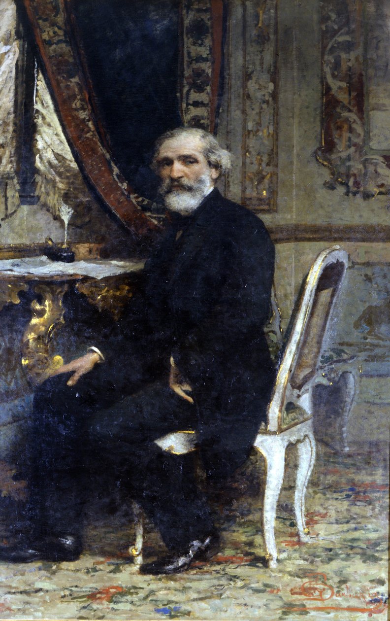 صورة جوزيبي فيردي ، الملحن الإيطالي (1813-1901). اللوحة Barbaglia. فندق جراند وميلانو بواسطة جوزيبي بارباجليا