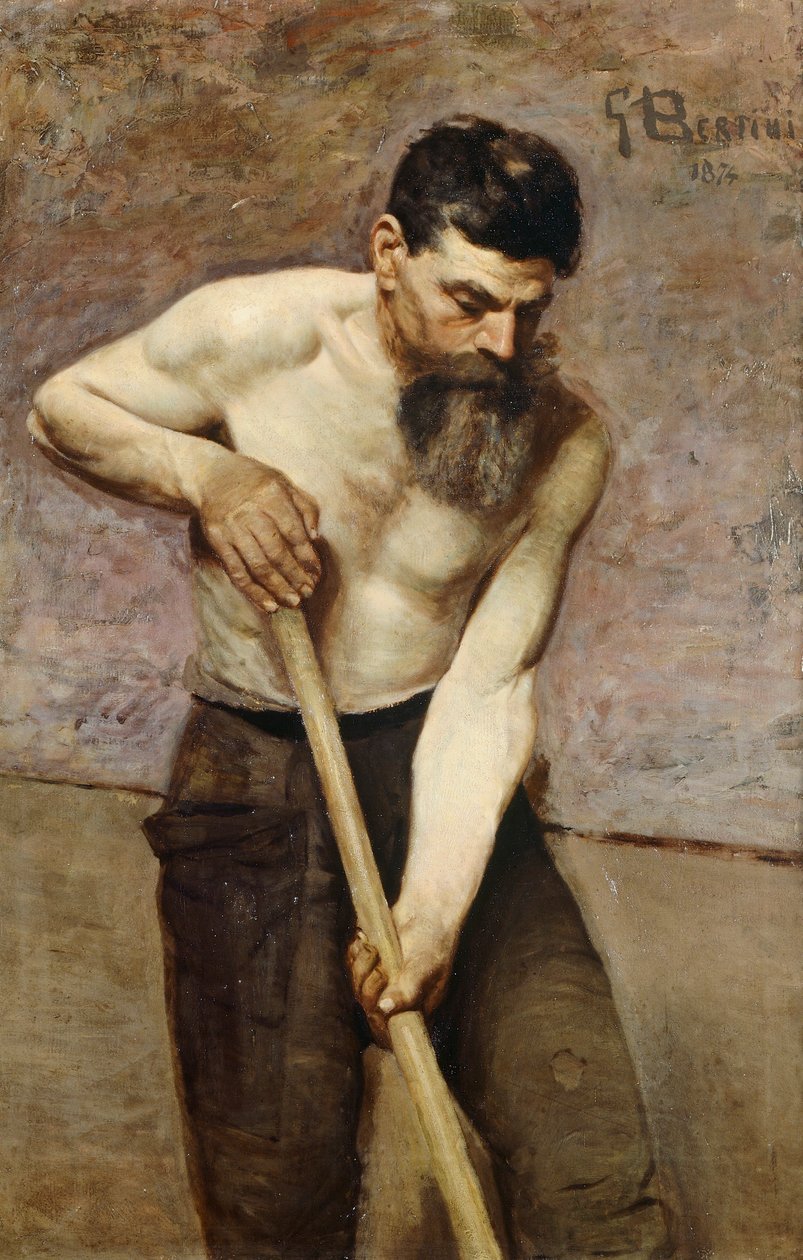 حفار خندق ، بواسطة جوزيبي بيرتيني (1825-1898) ، زيت على قماش بواسطة جوزيبي بيرتيني