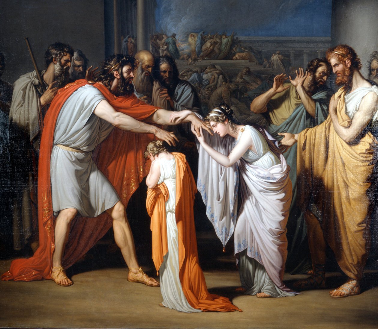 أوديب الأعمى يلتقي ببناته لوحة جوزيبي بوسي (1777-1815) ، فيلا كومونال دي تريتسو سولادا ، إيطاليا بواسطة جوزيبي بوسي