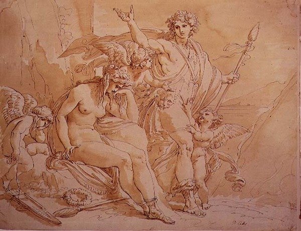 باخوس وأريادن ، 1780 (حبر وغسل على ورق) بواسطة جوزيبي كيدز