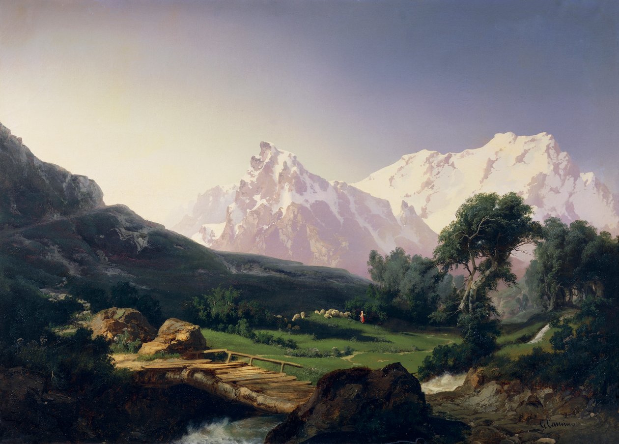 قمم جبال الألب ، وادي جريسوني ، بواسطة جوزيبي كامينو (1818-1890) بواسطة جوزيبي كامينو
