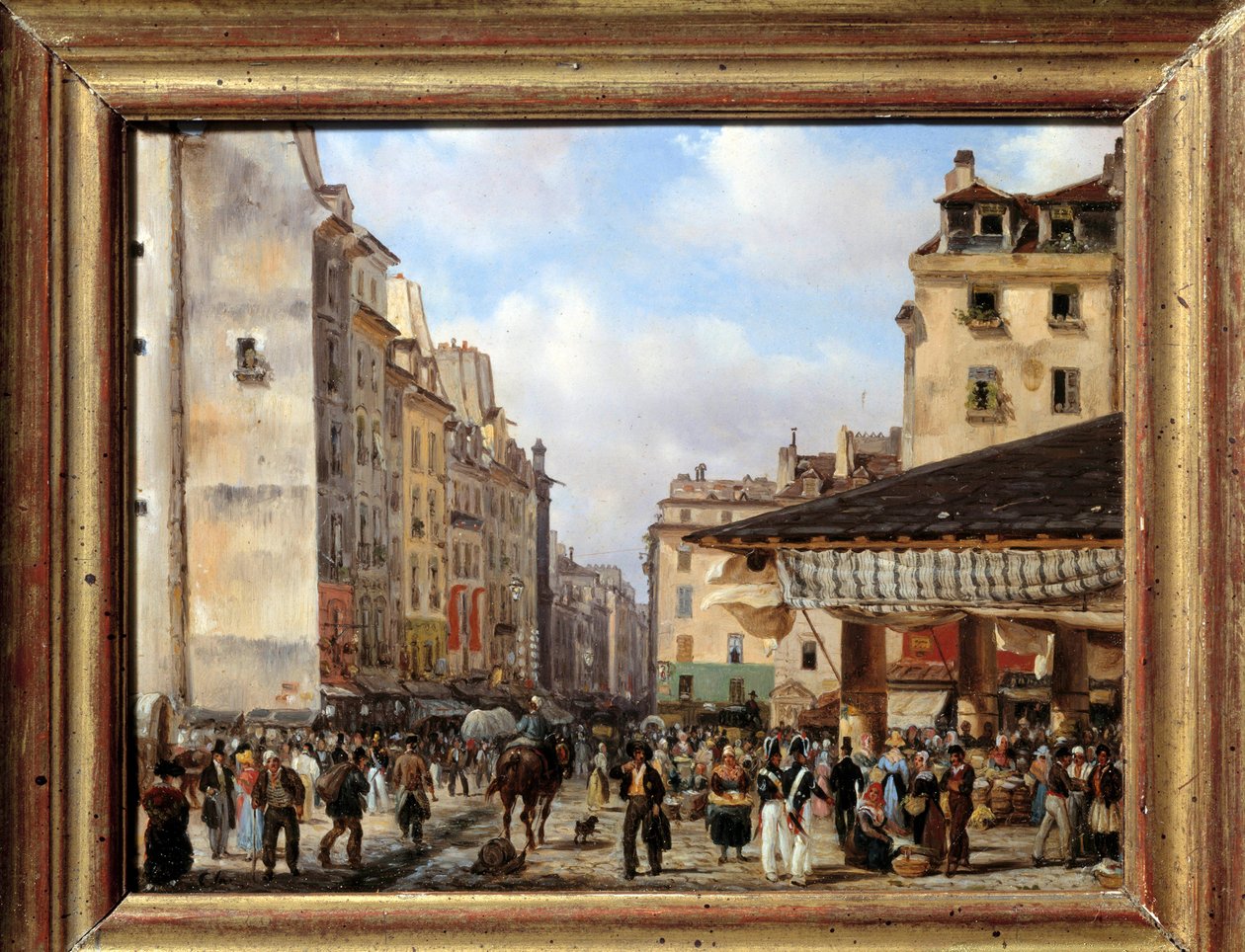 Les Halles و rue de la Tonnellerie عام 1828: منظر لباريس في القرن التاسع عشر. لوحة جوزيبي كانيلا (1788-1847) بواسطة جوزيبي كانيلا